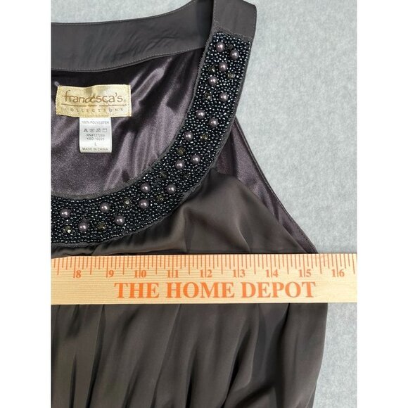 Francesca's Collection Dark Grey Sleeveless Dress Beaded Neckline Size L large - Picture 8 of 10